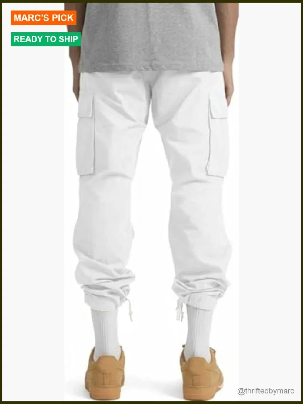 Drawstring Cargo Pants Joggers 6 Pockets Mid Rise Cotton Spandex